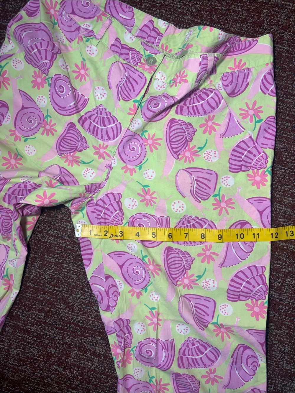 Vintage Y2K Lily Pulitzer snail pant pastel printed cropped cotton capri summer - Picture 9 of 11